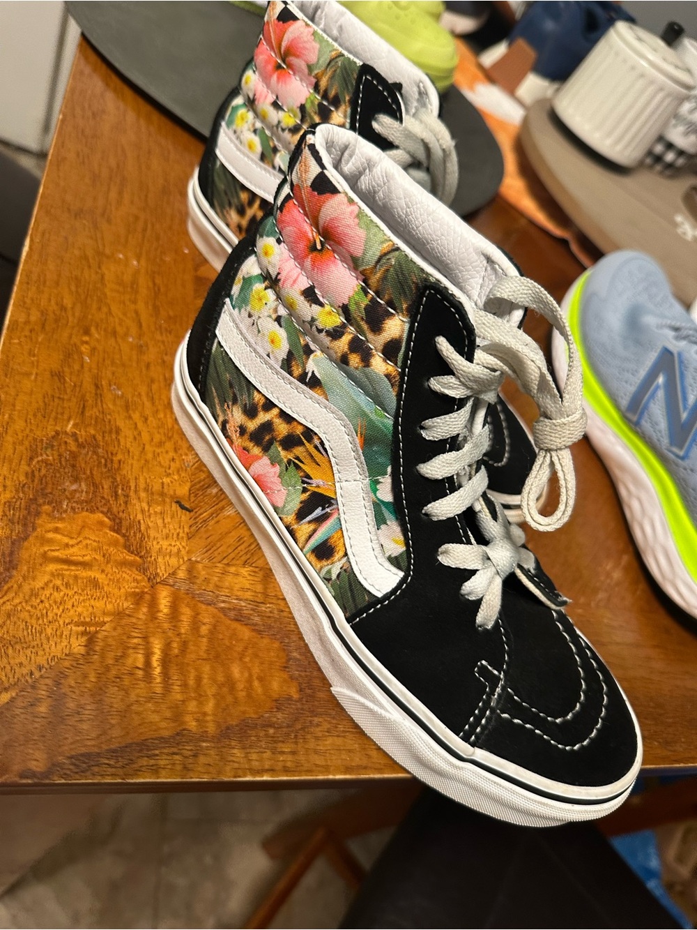 Vans High-Top Sneakers Black with Floral & Leopard Panels